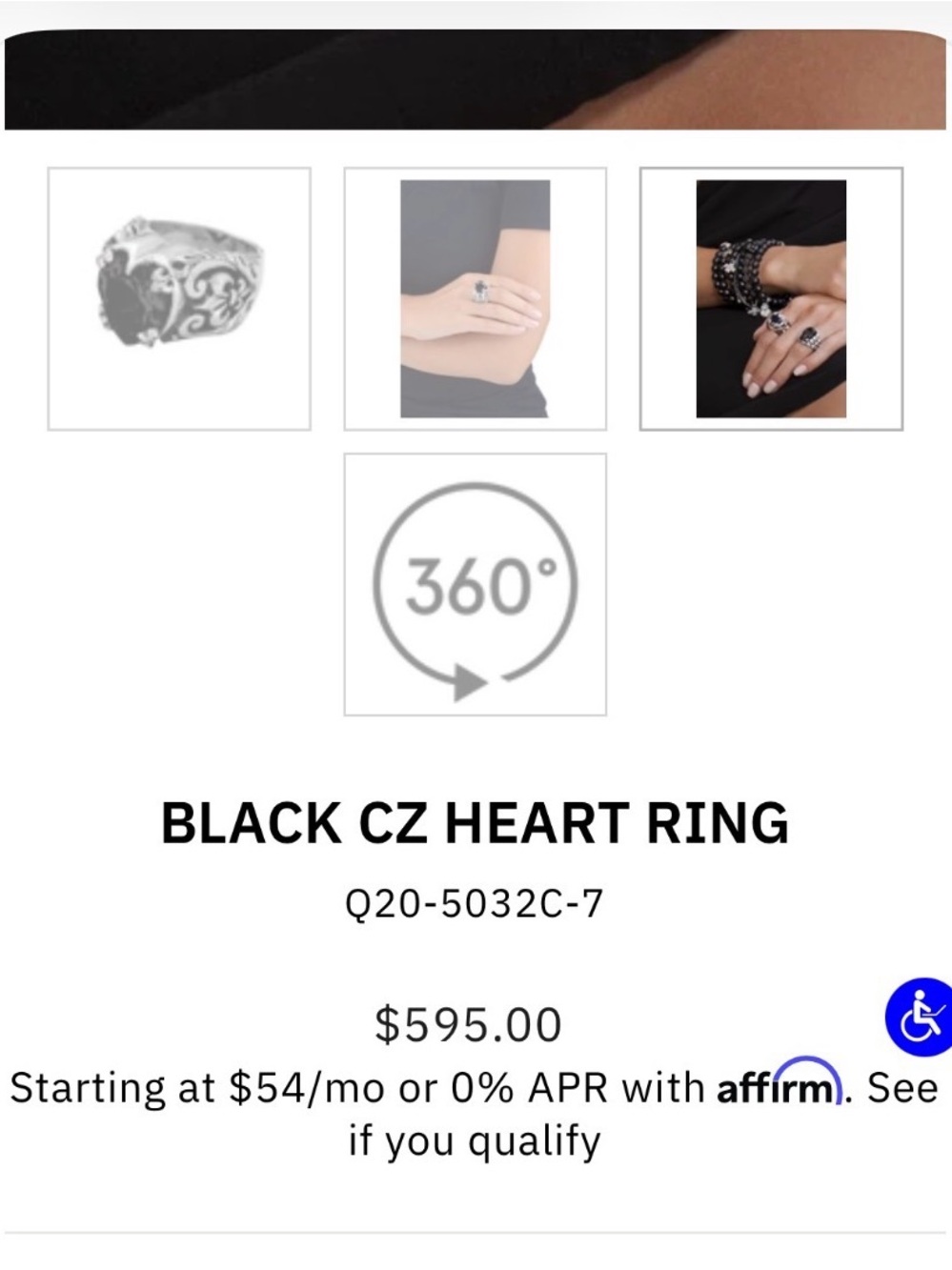 King Queen Baby Studio 925 Silver CZ Heart Ring. - Picture 4 of 13